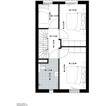 Floorplan - Rozenstraat Bouwnummer F.009, 5014 AJ Tilburg